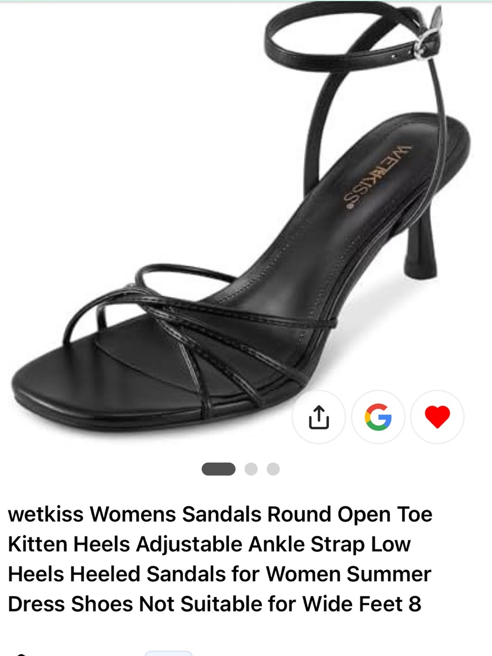 Kiss Black Strappy Kitten Heel Sandals with Ankle Strap